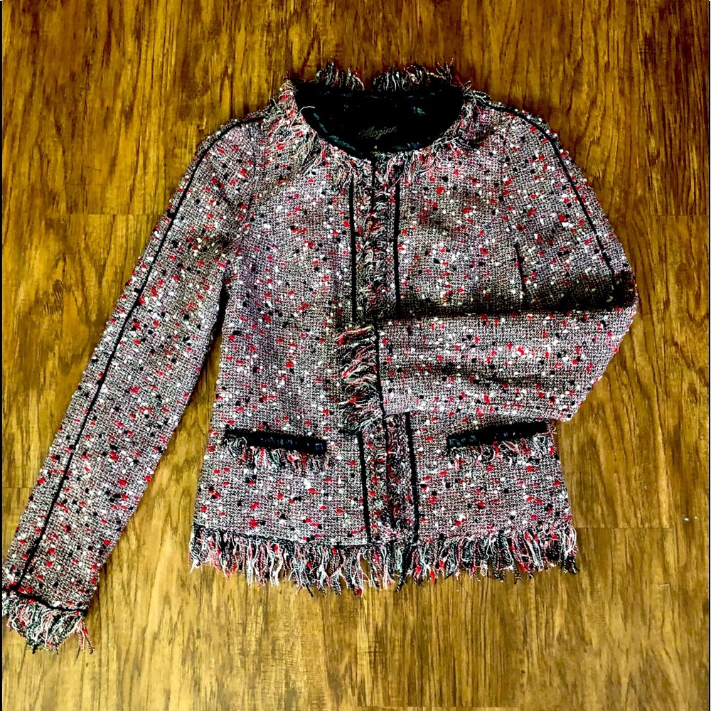 McGinn Women’s Tweed Boucle Fringe Jacket Sz 4